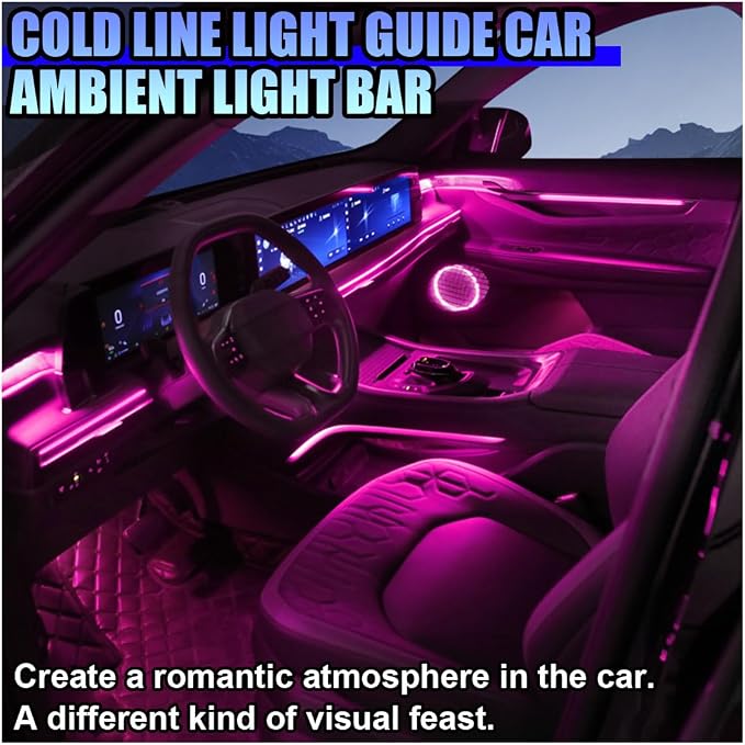ZIMISI EL Wire Car Interior LED Strip Lights, Neon Light Strip (Pink) | 5V 16FT Car Ambient Lighting Decorations with Sewing Edge, USB Electroluminescent Car Interior Lights with Fuse Protection