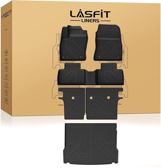 LASFIT Floor Mats & Seatback Mats & Cargo Mat for Nissan Kicks 2025-2026 AWD (Not Fit FWD), All Weather TPE Custom Fit Durable Floor Liners for Kicks 2025-2026 S/SR/SV Car Mats, Black