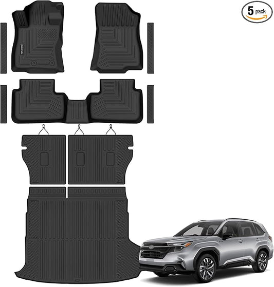 Floor Mats for 2026 2025 Subaru Forester Hybrid Upgrade Trunk Mat with Backrest Mat All Weather TPE Floor Liners Fit for 2026 Forester Anti-Slip Full Set Car Accessories (Not for Fuel)