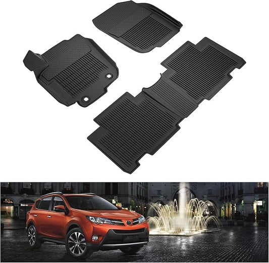 Kiwi Master Floor Mats for 2013-2018 Toyota RAV4 (Non-Hybrid) | OEM Replacement PT908-42165-20, Custom Fit All Weather Car Mats, Heavy Duty TPE Floor Liners, Front & Rear 2 Row Set, Black