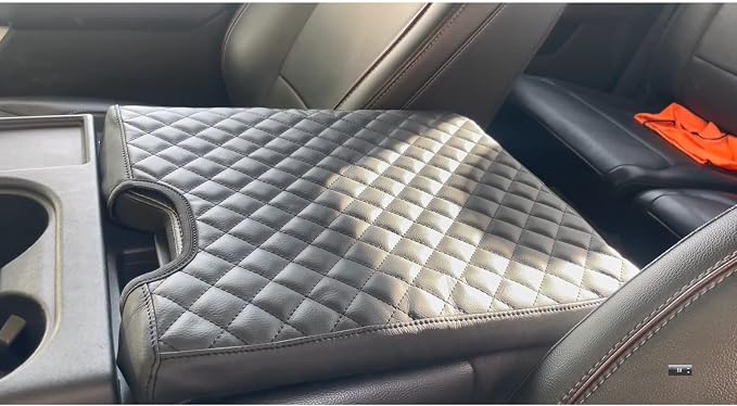 Sinvanho Center Console Cover for Ford F150 F250 F350 F450 F550 2015-2025 with 40/20/40 Jump Seat, PU Leather Middle Console Cover Armrest Seat Box Lid Protective Cover