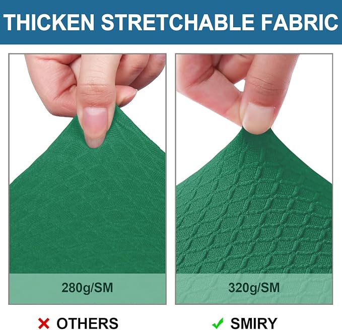 Smiry Waterproof Seat Covers for Dining Room Chairs Set of 6, Stretch Jacquard Removable Washable Chair Seat Slipcovers Protector, No Rear Covers, Chritsmas Green