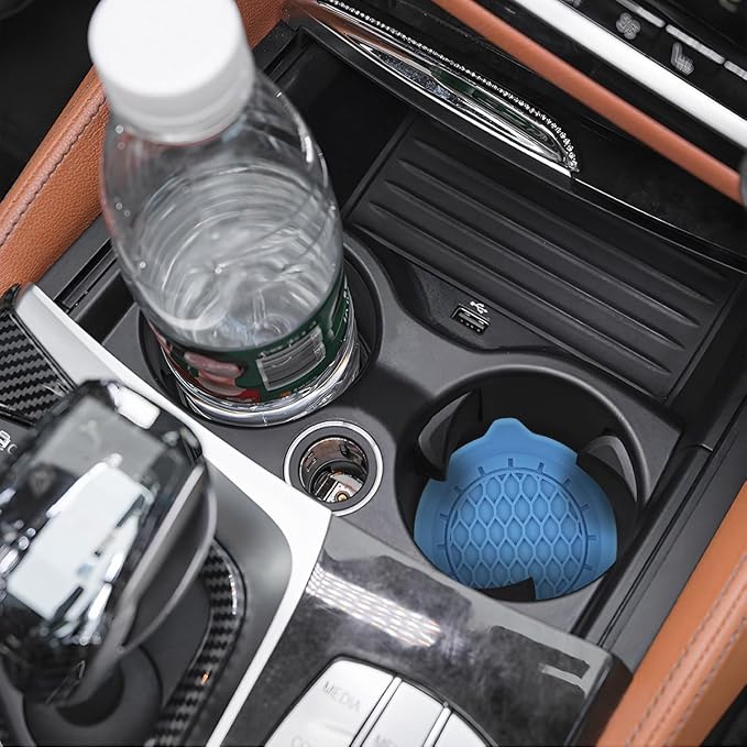 Zpana Bling Car Cup Holder Coaster, 2PCS Crystal Rhinestone Non Slip Waterproof Vehicle Insert Water Bottle Holder Pads, Shockproof Auto Interior Decorative Coasters, Universal Fit (Light Blue)