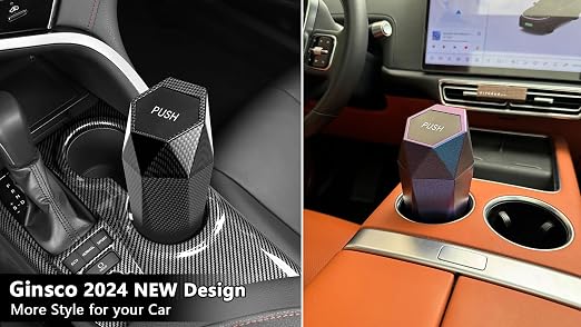 Ginsco 2 Pack Car Trash Can with Lid, Cup Holder Garbage Can for Car, Garbage Bin Cars Accessories for Interior, Leakproof Small Trash Bin, Mini Trash Can for Cars, Home, Bedroom, Office (Red)