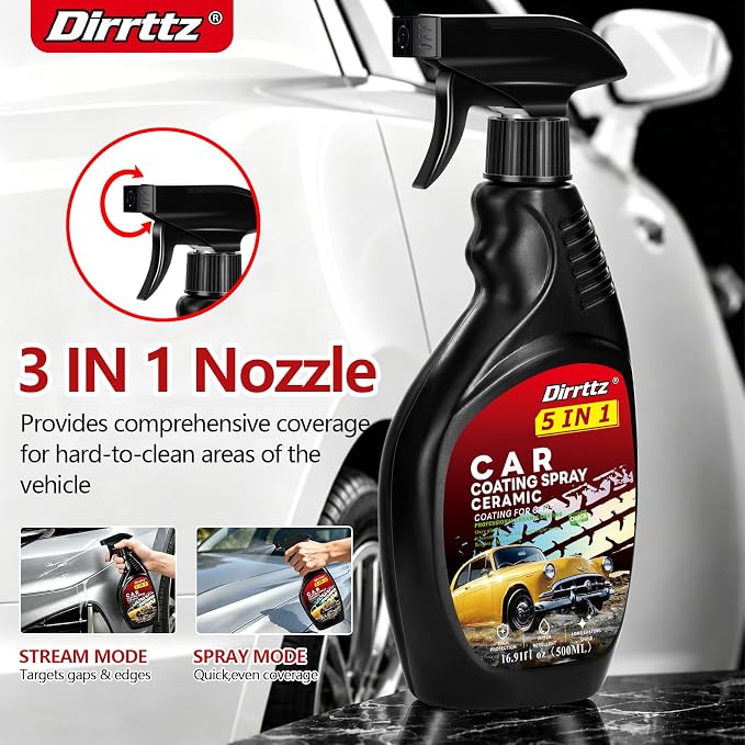 Ceramic Coating for Cars, 16.91 Fl Oz Car Wax Coating Spray, Quick Detailer Spray Wax, Car Wax Spray for Hydrophobic Water Beading, Deep Gloss Shine & Paint Protection for Trucks, RVs & Boats