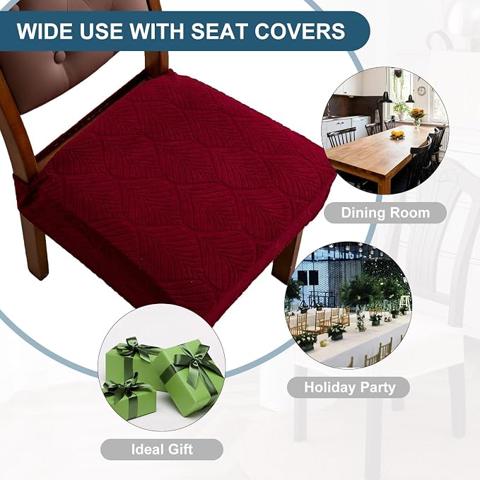 Removable Washable Dining Chair Seat Covers Set of 2,Stretch Jacquard Chair Seat Cushion Protector Slipcovers, Rear Covers
