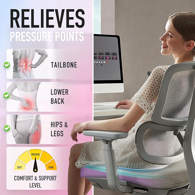 SUNROX Cooling Gel Memory Foam Chair Cushions, 2.6" Thick U-Shaped Dual-Layer Comfort Dining Chair Pads, Non Slip Seat Cushion with Ties for Indoor Kitchen Office 17"x16" Set of 4, Heather Chestnut