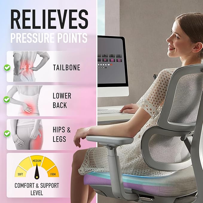 SUNROX Cooling Gel Memory Foam Chair Cushions, 2.6" Thick U-Shaped Dual-Layer Comfort Dining Chair Pads, Non Slip Seat Cushion with Ties for Indoor Kitchen Office 17"x16" Set of 8, Heather Chestnut