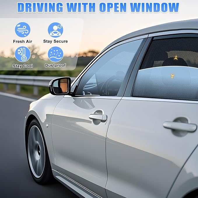 ZATOOTO Toyota Rav4 Window Shade 2019-2024, Breathable & Bug-Free | Front Side Window Segmented, Clear Rear Mirror Sight, UV Protection, Privacy, Car Side Window Screens for Camping