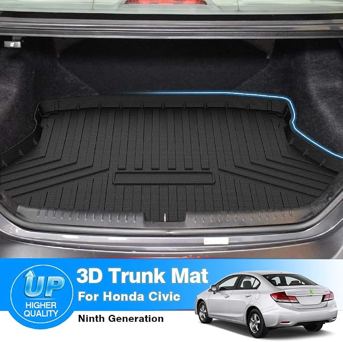 Cartist Cargo Liner for Honda Civic 2012-2015 All Weather Trunk Liner Odorless High Side 3D Anti-Slip Trunk Floor Mat