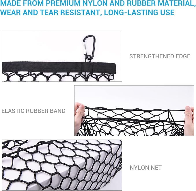 MICTUNING Truck Bed Cargo Net, 49"x15.2" Stretch to 60" Elastic Pickup Cargo Net with 4 Metal Carabiners, Compatible with 2013-2022 Chevy Silverado & 2015-2024 Ford F150 F250 Truck