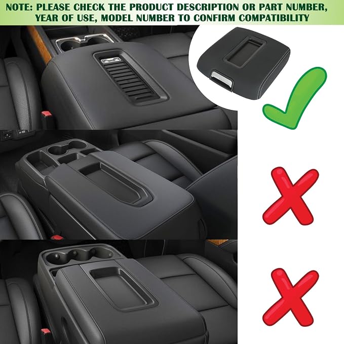Center Console Armrest Lid w/o Steel Bracket Black Compatible with 2014-2020 Chevrolet Chevy Avalanche Silverado Suburban Tahoe GMC Sierra Yukon XL Replaces 0227083AA