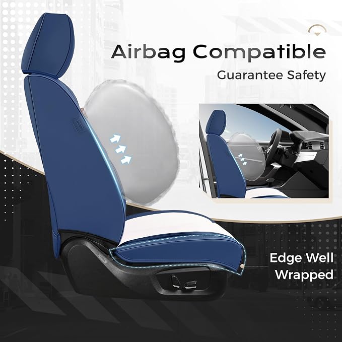 Coverado Car Seat Covers, Seat Covers for Cars, Waterproof Leather Auto Seat Protectors, Leather Car Seat Cushion, Car Interiors Accessories Universal Fit for Most Cars