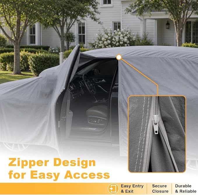 GUNHYI Multi-Layer Large SUV Car Cover Waterproof All Weather Heavy Duty, Universal Fit Cadillac Escalade ESV, Chevrolet Chevy Suburban, Ford Expedition Max, GMC Suburban, Lincoln Navigator LWB etc.