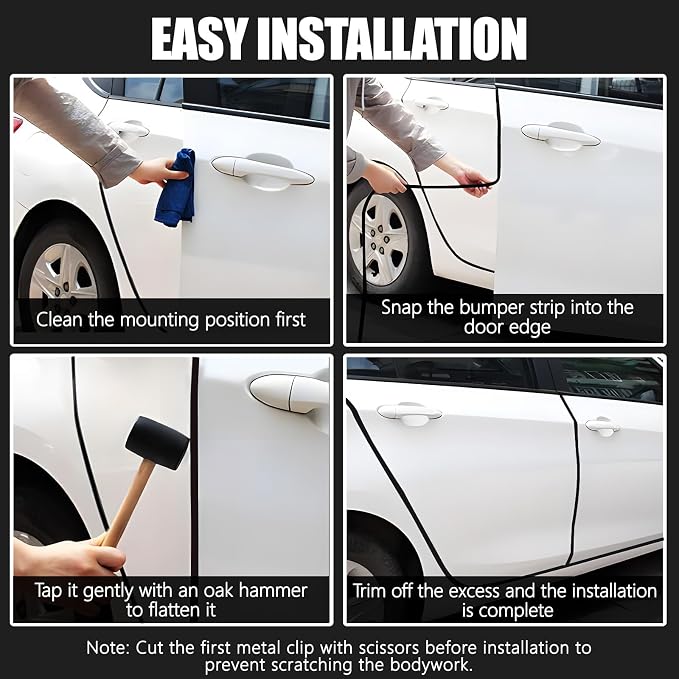 Wuyaoyao 13.1Ft (4M) Car Door Edge Guards, Rubber U Shape Automotive Door Entry Guard Protector Strip, No Glue Required, Universal Vehicle Doors Edge Trim, Exterior Car Accessories (Black, 13.1FT)