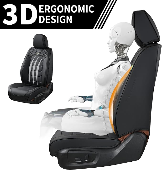 FLORICH Car Seat Covers, Leather Seat Covers, Front Seat Covers 2PCS,Waterproof Car Seat Protector, Auto Driver Seat Covers Accessories Fit for Most SUV Trucks(Black, Front Pair)