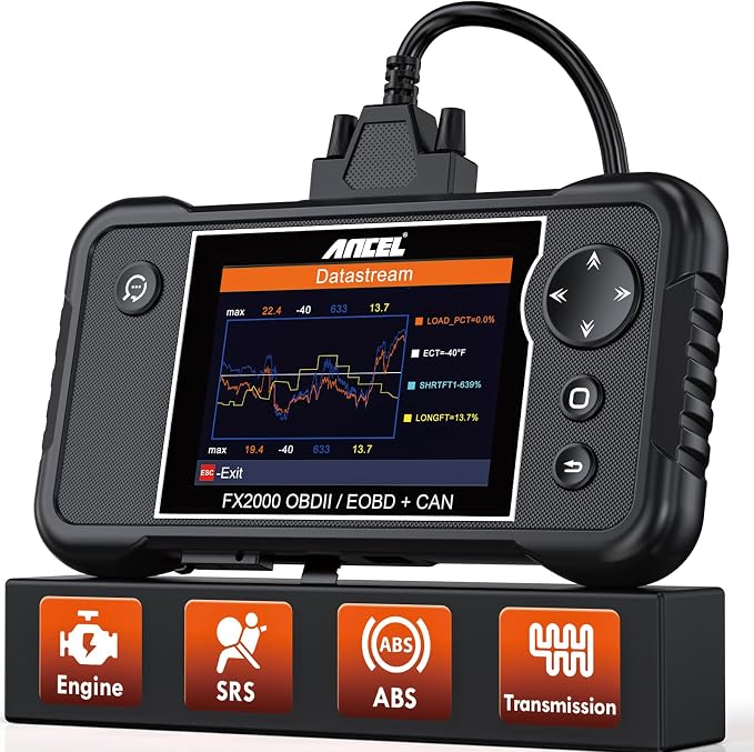 ANCEL FX2000-US OBD2 Scanner Diagnostic Tool, Engine ABS Airbag Transmission Code Reader, Check Engine Light Scanner for Vehicle Health Analysis, Compatible with Most 12V Vehicles