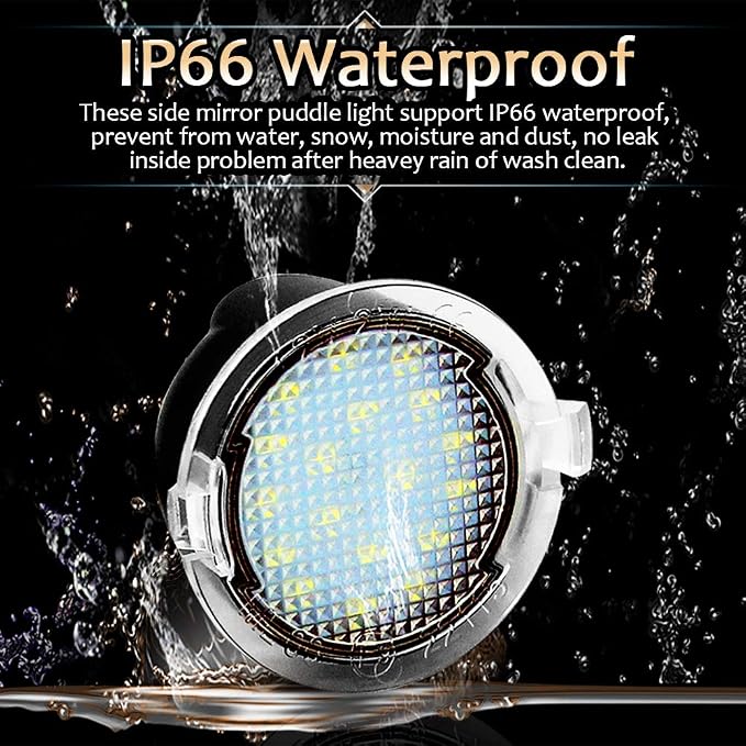 D-Lumina Side Mirror Puddle Lights Assembly Compatible with F150 Explorer Expedition Flex Edge Fusion Taurus, Under Mirror Puddle LED Lamp 6000K White 2-Pieces