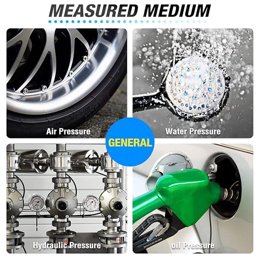 MEANLIN MEASURE Silver Double Straight Type Tire Pressure Gauge，Dual Head Air Pressure Gauge，Pressure Range 10-160 Psi(Suitable for Trucks, etc.