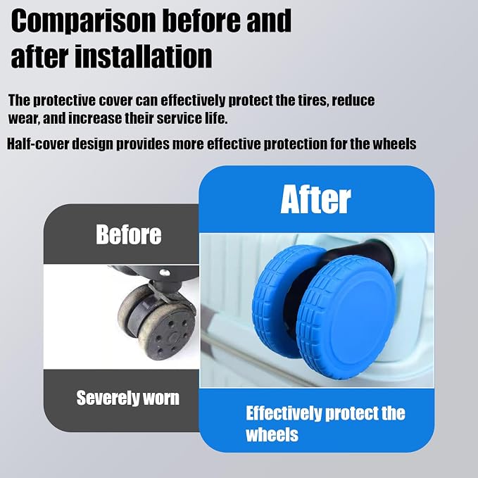 16 Pcs Luggage Wheel Covers, Silicone Full Wrap Suitcase Caster Protector, Noise Reduction Anti Slip Spinner Swivel Tires Replacement Parts For Travel Bags