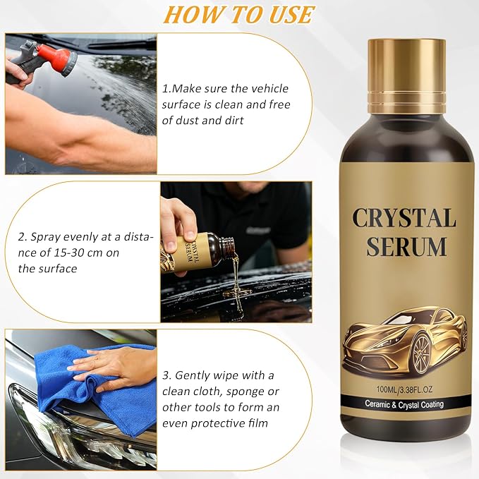 2PCS 100ML PTZ Crystal Serum – Advanced Graphene Ceramic Coating for Cars,9H Graphene Coating for Auto Car Detailing, High Gloss Crystal Coating for Car Lovers & Detailers