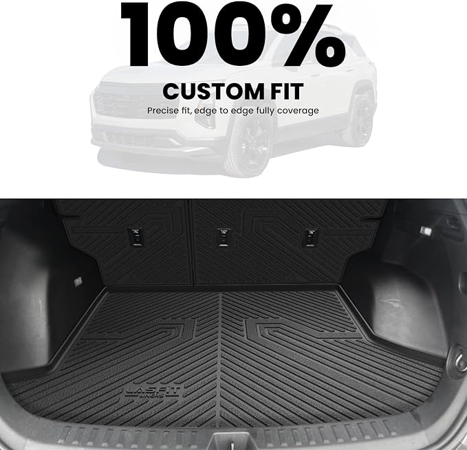 LASFIT Trunk Mat with Backrest Mat for Chevrolet Chevy Equinox/GMC Terrain 2025 2026 2027 (Only for Fuel, Not Fit EV), All Weather TPE Custom Fit Cargo Mat Trunk Liner with Backrest Mat
