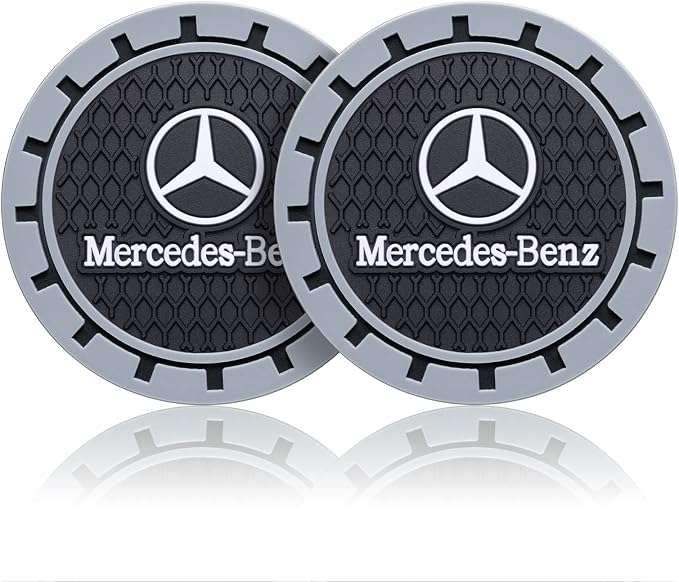 Car Cup Coaster, 2PCS Universal Non-Slip Cup Holders, Compatible with Mercedes Benz Series Car Cup Holder Coasters，Car Drink Coaster Holder Accessory, Black
