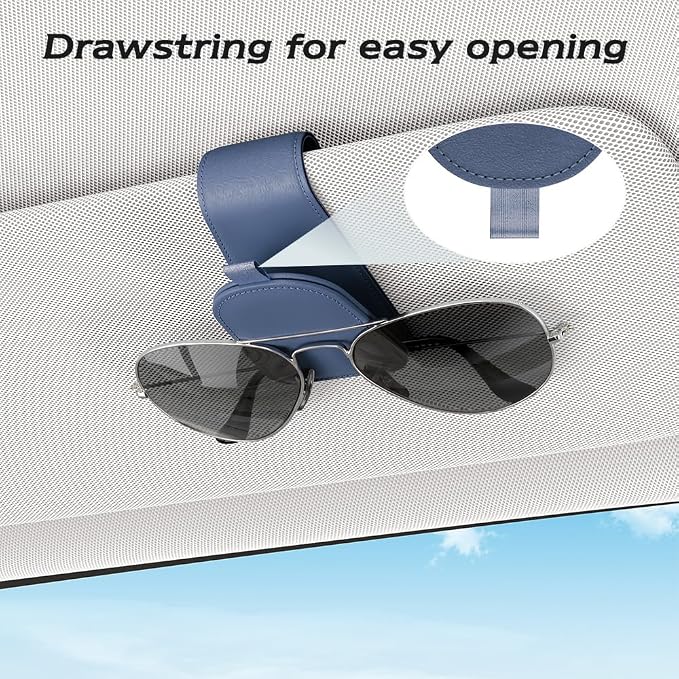 Sotfamily Sunglass Holder for Car Visor, Blue, 2 Packs | Suede Cloth, Magnetic, Organizer for Car Accessories