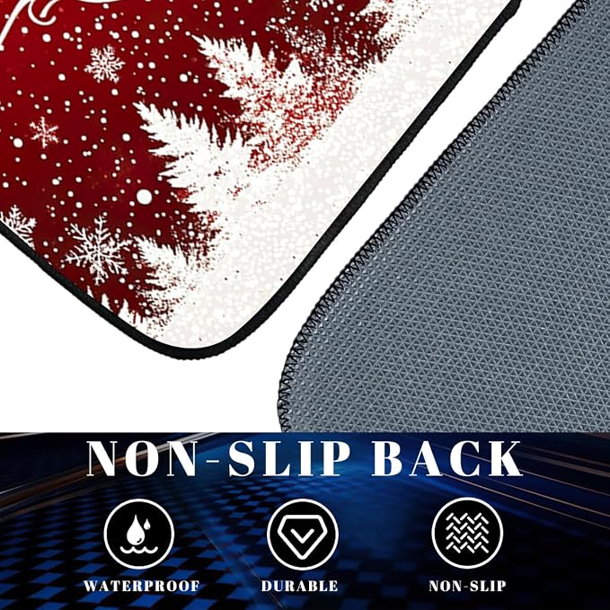 Christmas Car Floor Mats Set of 4 Snowflake Santa Claus Reindeer Red Automotive Car Floor Carpets Non-Slip Auto Car Accessories Universal Fit Car Accessories for Truck