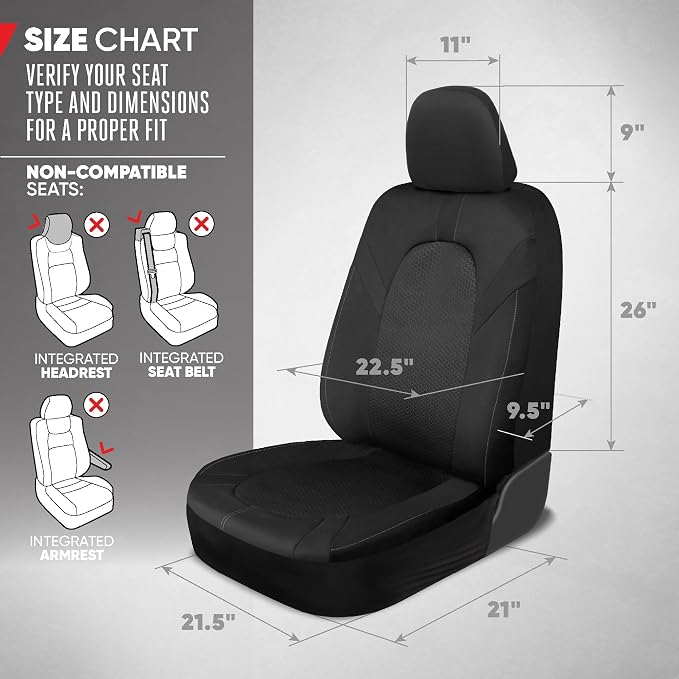 Motor Trend Front & Rear Car Seat Covers Full Set - Gray Cloth Bucket Seat Covers for Front Seats + Waterproof Rear Split Bench Cover – Universal Fit for Car Truck SUV Van Interior Protection