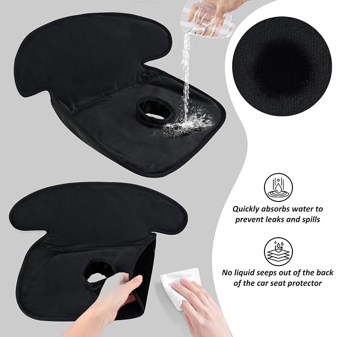 INFANZIA Dry Seat,Car Seat Protector Waterproof Carseat Liner Potty Training Toddlers, Baby and Infants, Piddle Pad for Carseats Strollers (Black, 2 Packs)