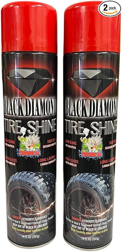 Black Diamond Tire Shine Spray 14 oz (Pack of 2) – Extreme Wet Look High Gloss, Quick Dry No-Sling Formula, Long-Lasting UV Protection for Car & Truck Tires