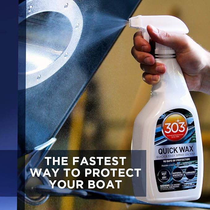 303 Marine Quick Wax for Fiberglass & Gelcoat, 32 oz | Enhances shine and gloss on fiberglass and gelcoat surfaces with an easy spray-on formula.