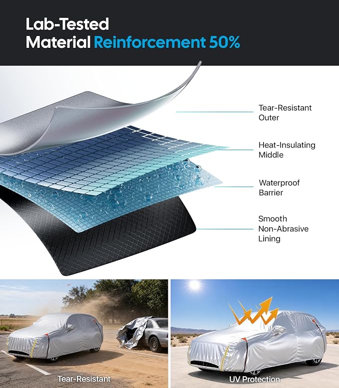 Wigoo Mazda CX-50 2023-2026 CX-5 2026 Car Cover Accessories, Custom Fit SUV Cover, Waterproof All-Weather Outdoor Protection, Windproof Straps, UV Rain Dust Protection, Paint-Safe Lining, Door Zipper