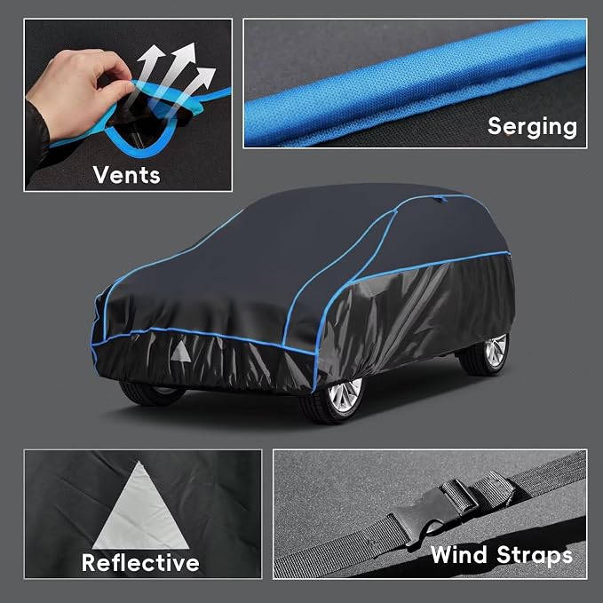 Hail Protector Car Cover for SUV, Anti Hail Car Covers Thick Multi-Layered EVA Outdoor, Hail Proof Car Cover All Weather, Hail Protection Padded Fit SUV Jeep (Length Up to 190 inch)