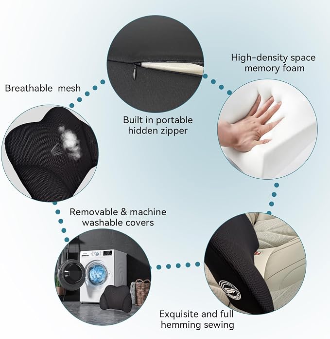 Make Relaxing Lumbar Support Pillow, Back Pillow for Lower Back Pain Relief | 100% Memory Foam Lumbar Pillow with Breathable Removable Cover - Improve Sitting Posture & Back Pain Relief Suport Pillow