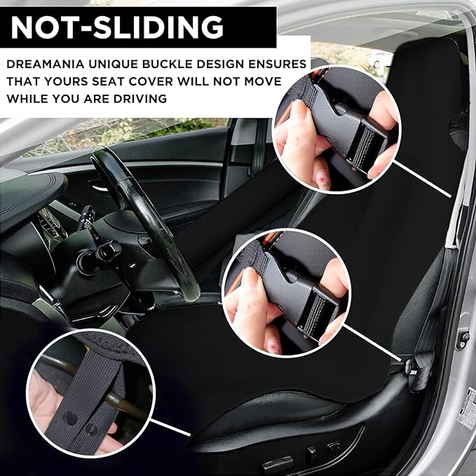 Waterproof Seat Cover, 2pcs Upgraded Sweat Carseat Protector, Perfect for Universal Anti-Slip Car Truck SUV Seat, Ideal for Surfing Yoga Gym Workout, Black