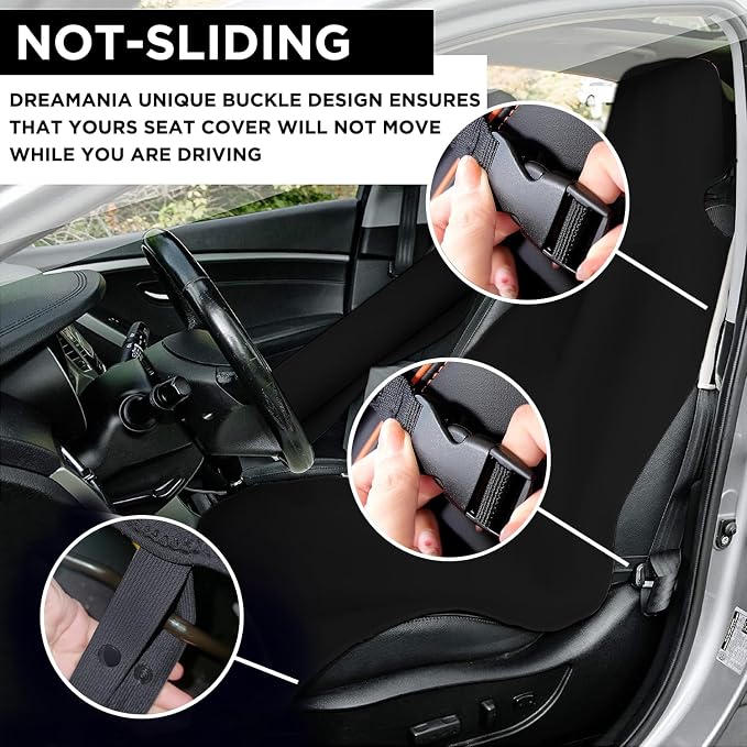 Waterproof Seat Cover, Upgraded Sweat Carseat Protector, Perfect for Universal Anti-Slip Car Truck SUV Seat, Ideal for Surfing Yoga Gym Workout, Black