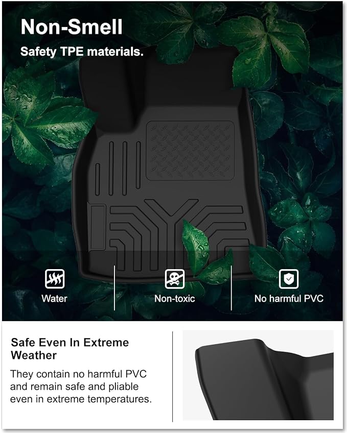 Kiwi Master Floor Mats for 2012-2020 Tesla Model S | Custom Fit All Weather Car Mats, Heavy Duty TPE Floor Liners, Front & Rear 2 Row Set, Black