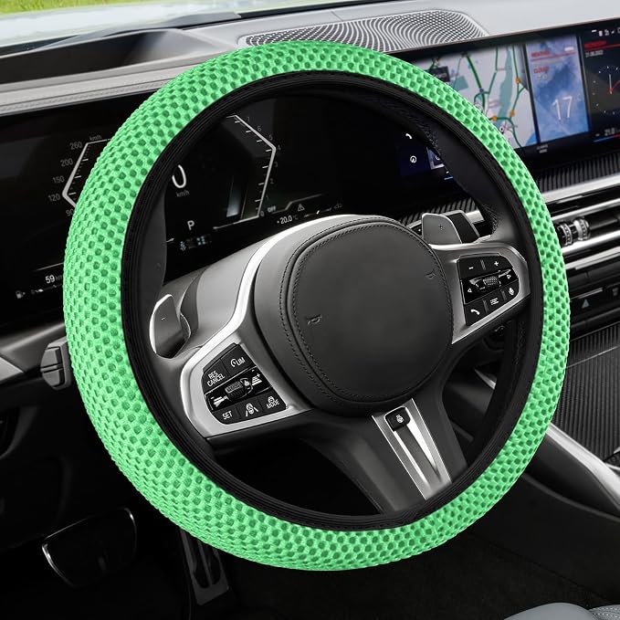 Elastic Stretch Steering Wheel Cover, Steering Wheel Cover, 15" Breathable Auto Steering Wheel Protector, Universal Car Accessories Comfortable Non-Slip Vehicle Steering Wheel Covers for Women Men
