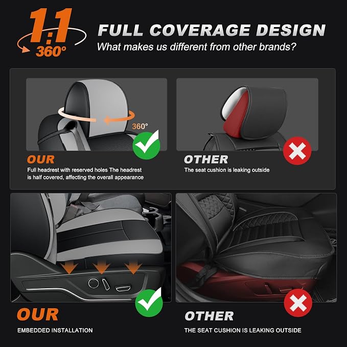 AOMSAZTO Car Seat Cover for Chevy Silverado/GMC Sierra 1500 (1999-2006) - Black/Light Gray Full Set Seat Covers