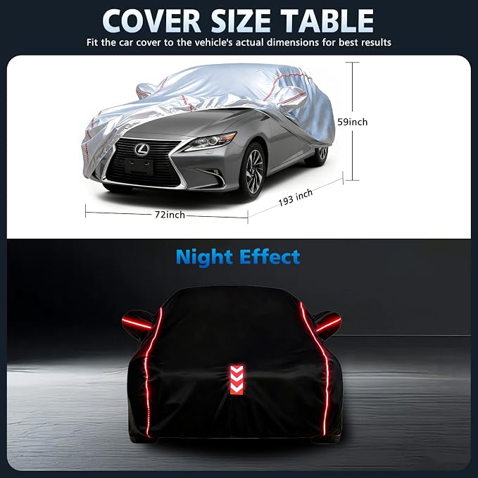 Waterproof All Weather Heavy Duty Vehicle Cover, 360° Underbody Wrap Windproof Design, Quick Install Outdoor Cover,（for Lexus ES 2001-2025）
