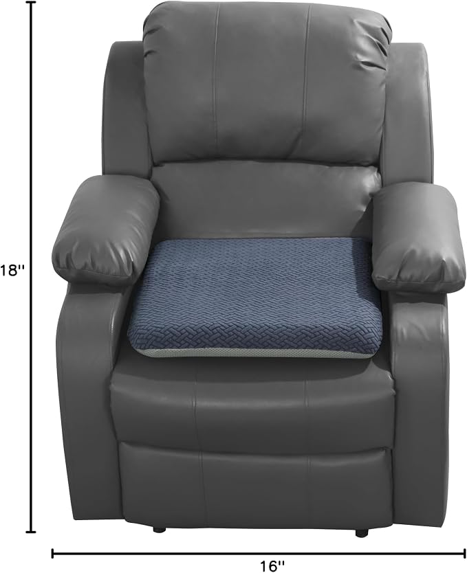 HOMBYS Tufted Furry Recliner Seat Cushion for Elderly Foam Curved Edge Large Square Seat Cushion for Recliner Chair, Floor Pillow, Office Chair, Car, No Pressure on Thighs(Grey, 18 * 16 * 3in)