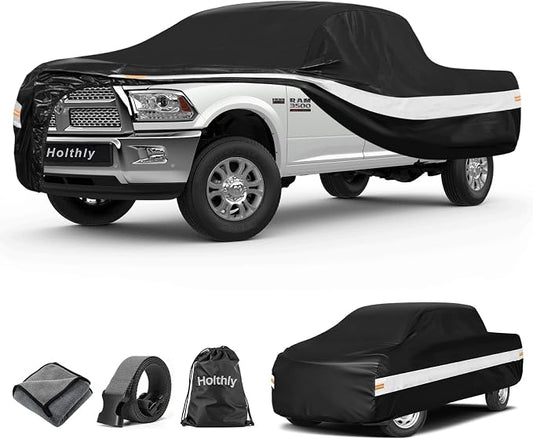 10 Layers Truck Cover Waterproof All Weather Custom Fit Dodge Ram 2500 3500(2009-2026) Crew/Quad Cab Short Bed, Outdoor Full Exterior Pickup Car Cover Sun Rain Snow Ice Protection. Black