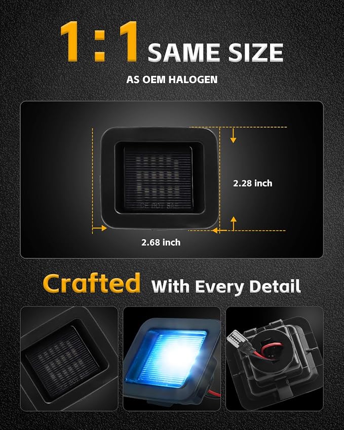LED License Plate Lights Compatible with 2015-2020 F150 17-20 Raptor, Smoke Lens 10000K Ice Blue