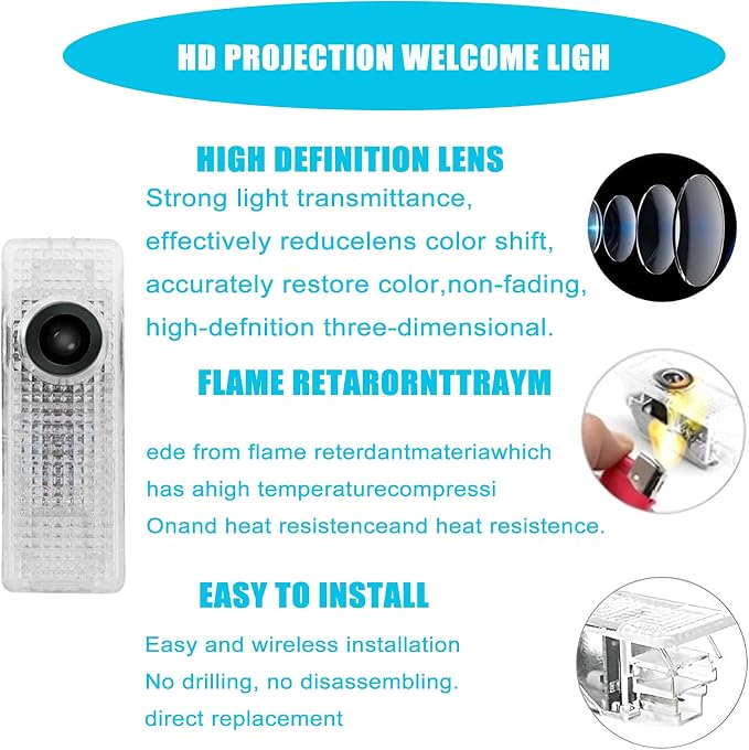 Car Door Logo Light Colorfast Courtesy Projector Laser Puddle lamp Welcome Lights Ghost Shadow Light Accessories Compatible with r55/r56/r57/r58/r59/r60/r51/f54/f56/f55/f60