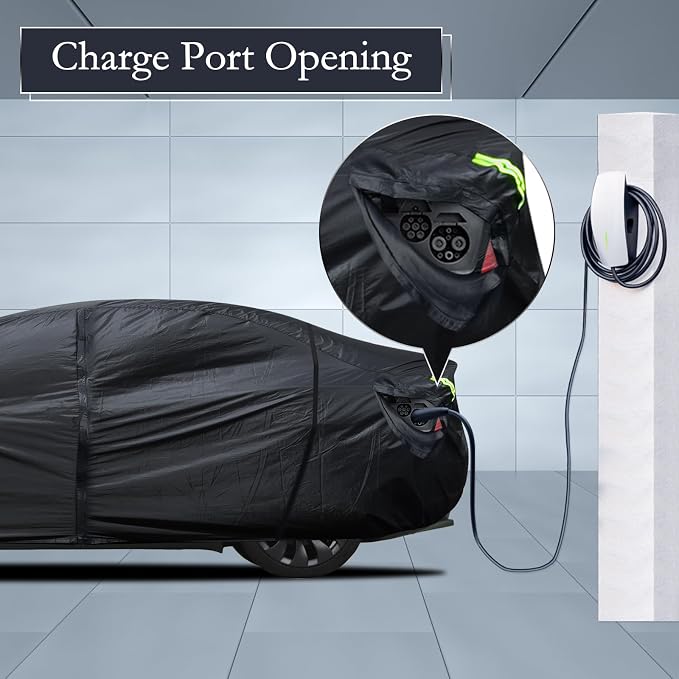Migaven 6 Layers Car Cover Custom Fit for Model Y Car Cover 2020-2026 Waterproof Full Exterior Cover Rain Snow Protection with Charging Port Ventilated Mesh Door Zipper
