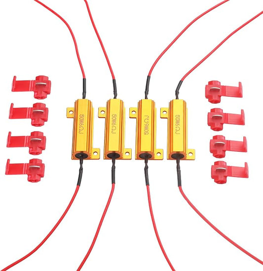Aaron 4Pcs 50W 6ohm Load Resistors - Fix LED Bulb Fast Hyper Flash Turn Signal Blink Error Code (Resistors get very hot during working)