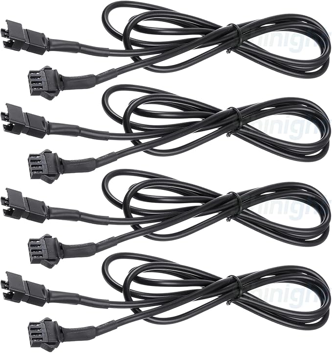 SHINIGHT 4 PCS 47 inch Extension Cords for Use with 5050 LED SMD RGB NEON Accent Kits for LED Motorcycle ATV Car Light Multi-Color Neon Strip