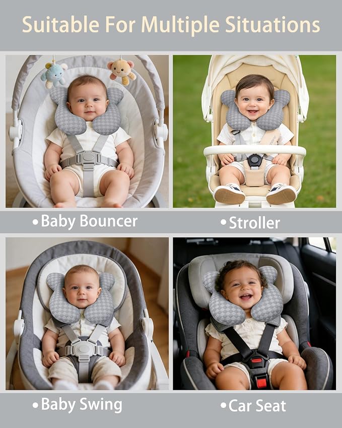 KAKIBLIN Baby Travel Pillow, Upgraded Baby Neck Pillows for Car Seat, Infant Neck Support Pillow for Head and Neck,Newborn Head Support for Car Seat,Pushchair